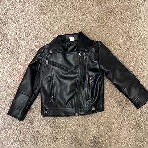 Kids Black Faux Leather Biker Jacket